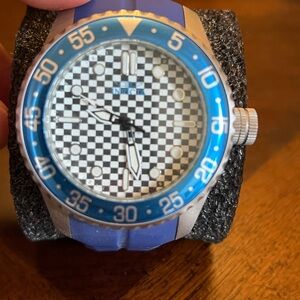 Invicta Blue and Silver Checkered Dial Watch